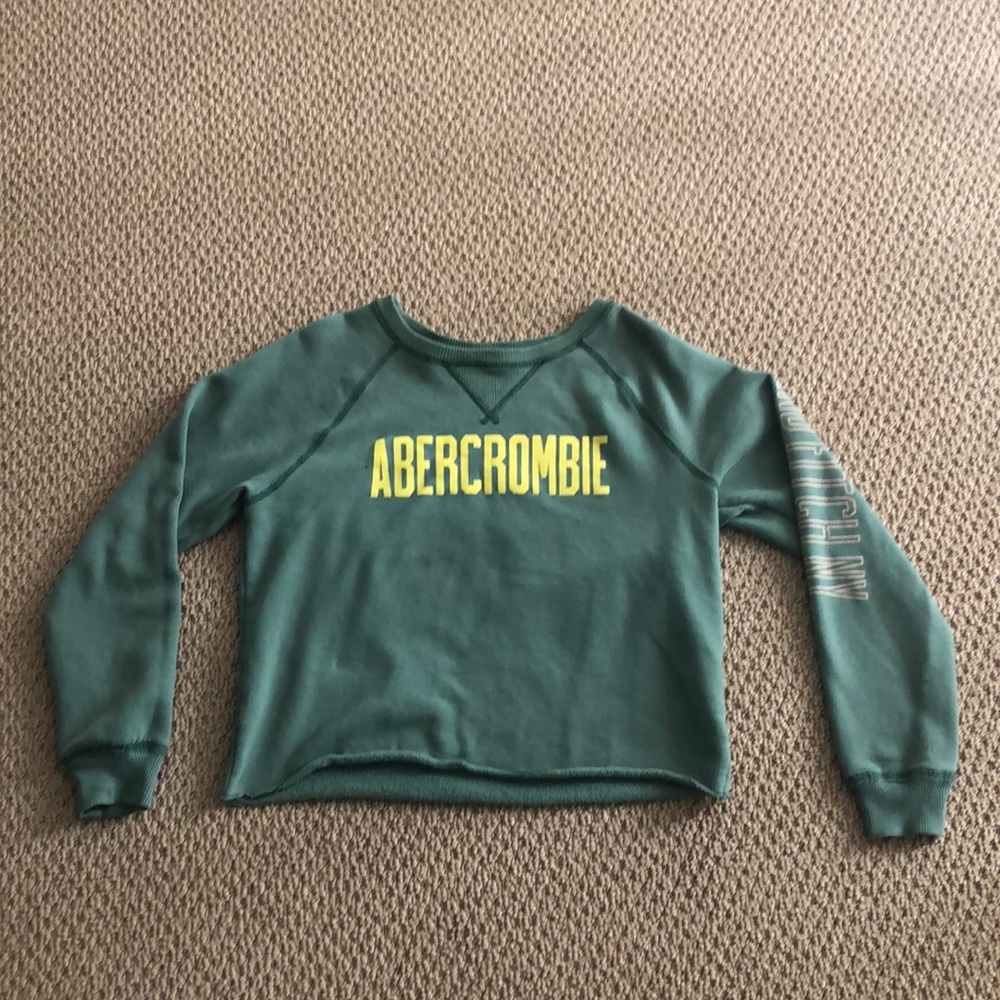 Abercrombie Teal Cropped Crewneck